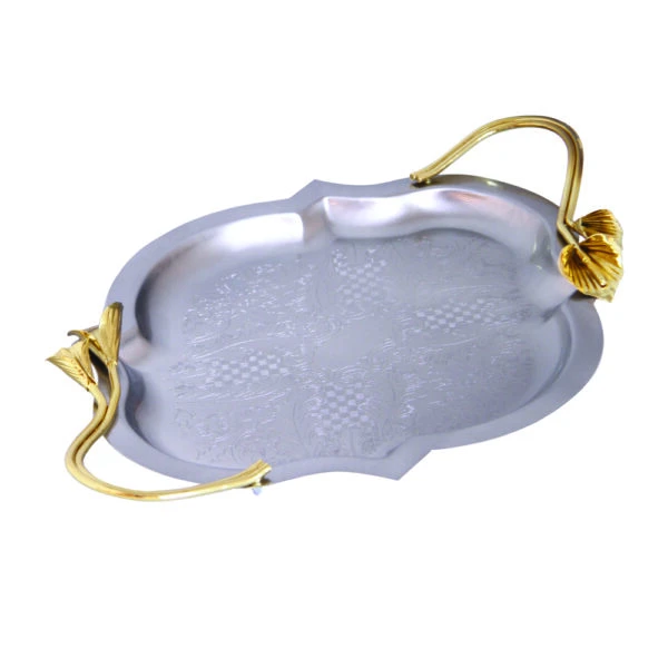 سینی بیضی گوشه دار دسته ارکیده دو تیکه 6085-22-L-NG