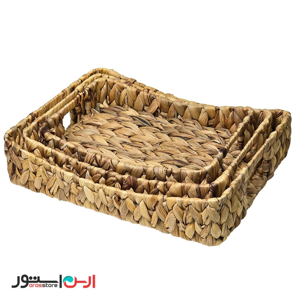 سینی حصیری مستطیل قوس دار ویتنام سایز بزرگ