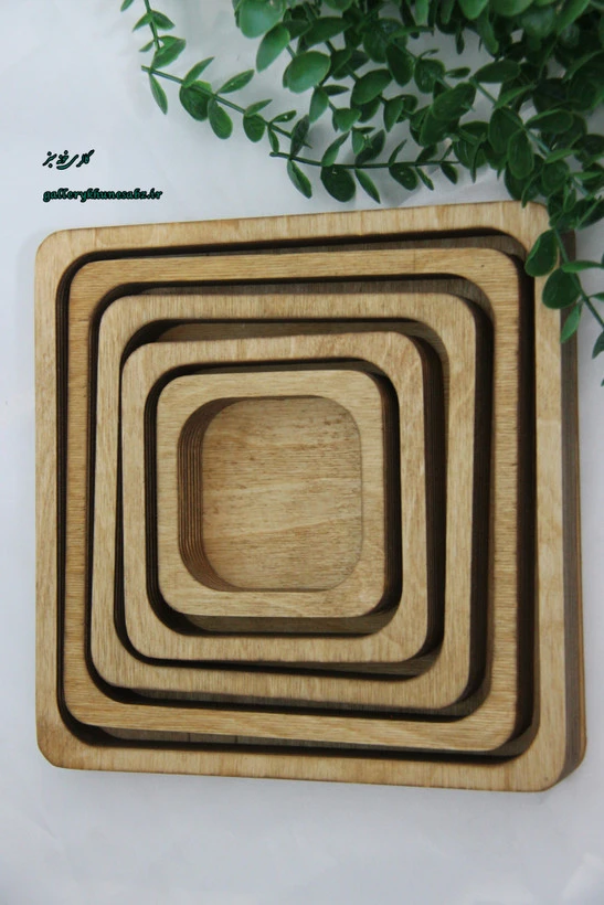 سینی سرو چوبی ۵ تیکه مربع