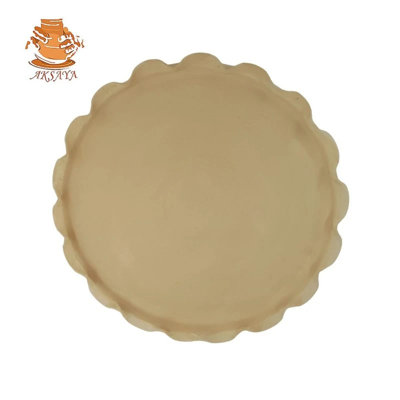 سینی سفالی خام مدل چین دار قطر ۲۵ سانتی متر