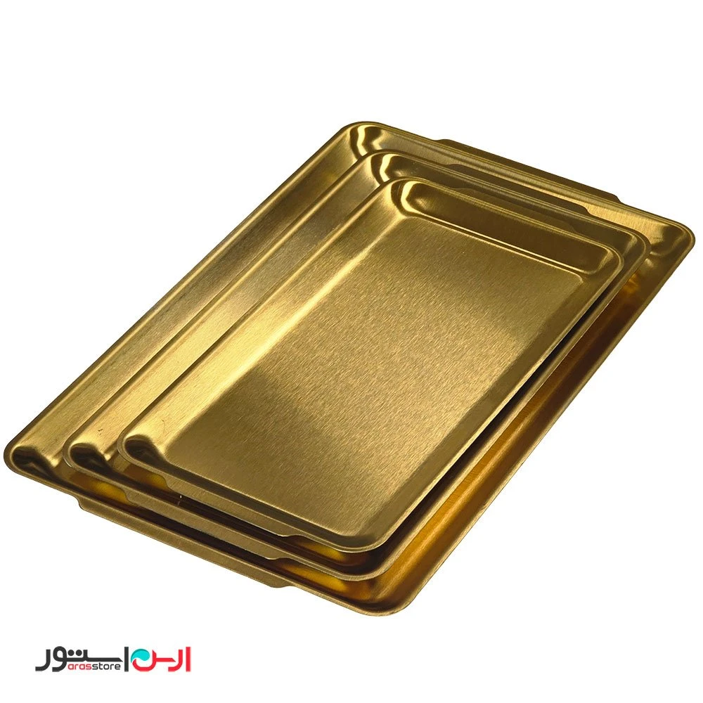 سینی طلایی 36*20 سانتی استیل رنگ ثابت