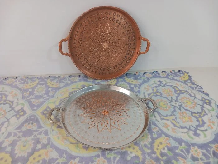 سینی مسی طرح ترمه قطر 28 ارسال رایگان