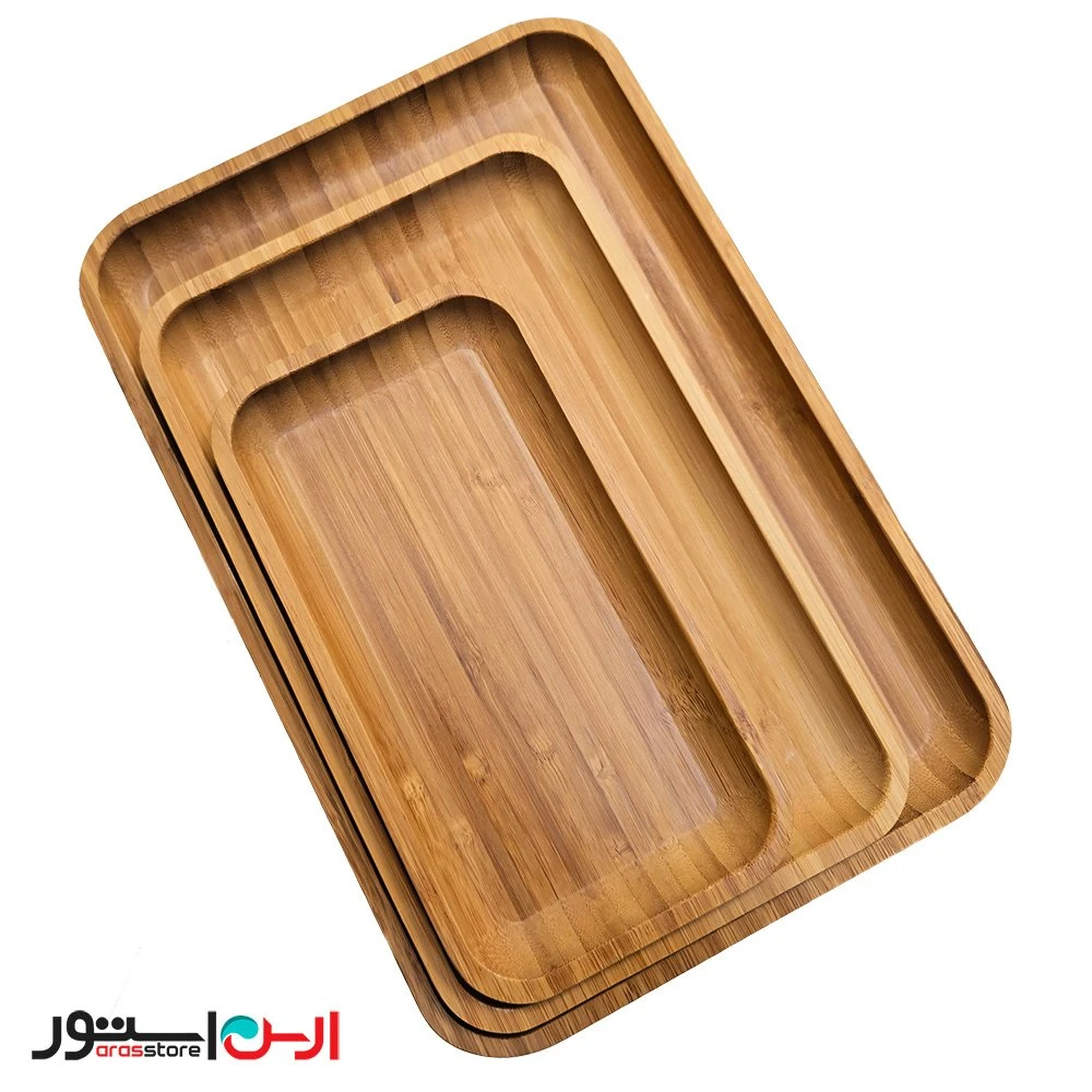سینی پذیرایی چوبی بامبو مستطیل اصل 32*22 سانتی