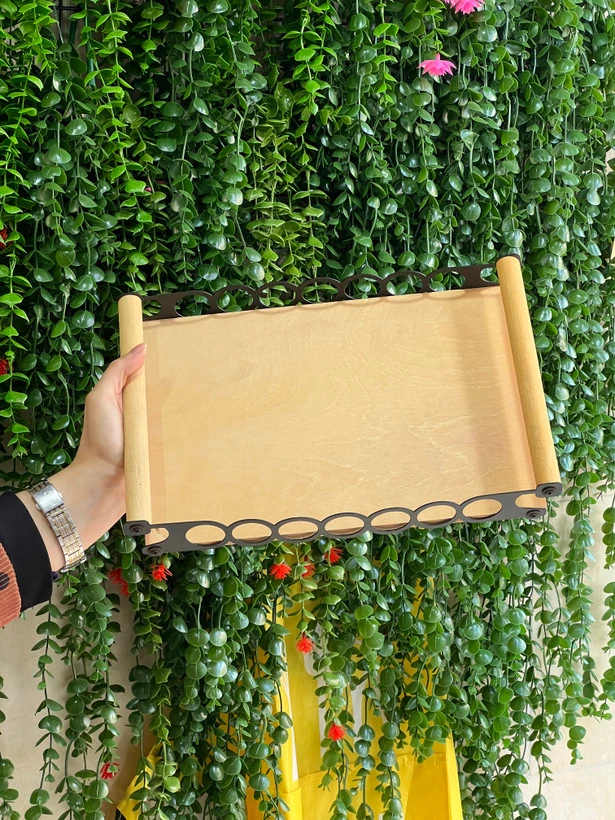 سینی پذیرایی چوبی فلزی
