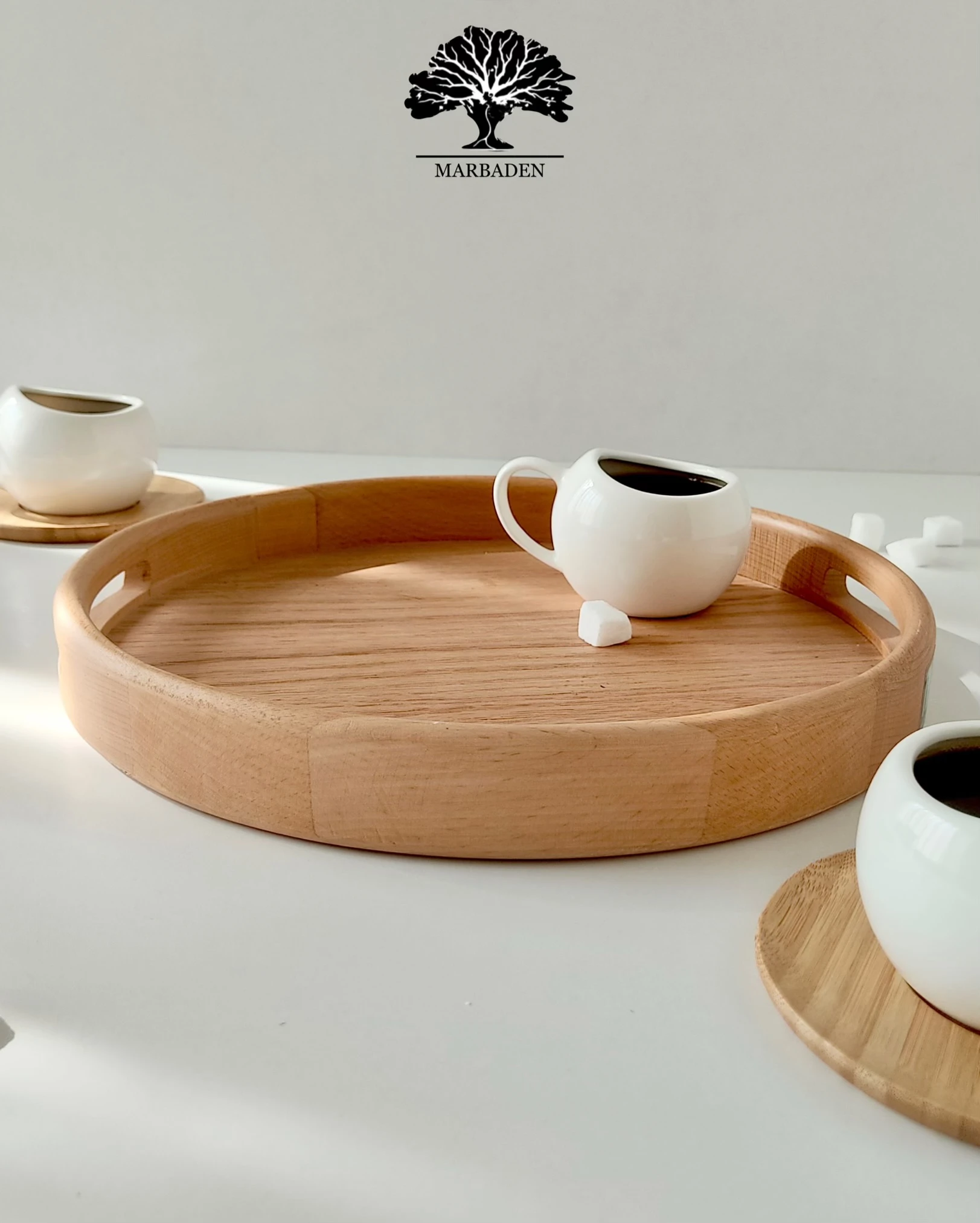 سینی چای مدل گرد دستساز (چوب راش) Valencia