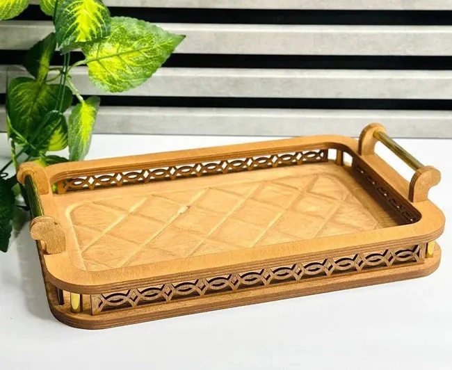 سینی چوبی دسته دار طرح هیوا