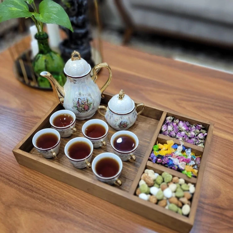 سینی چوبی طرح وامر مدل چهارخونه