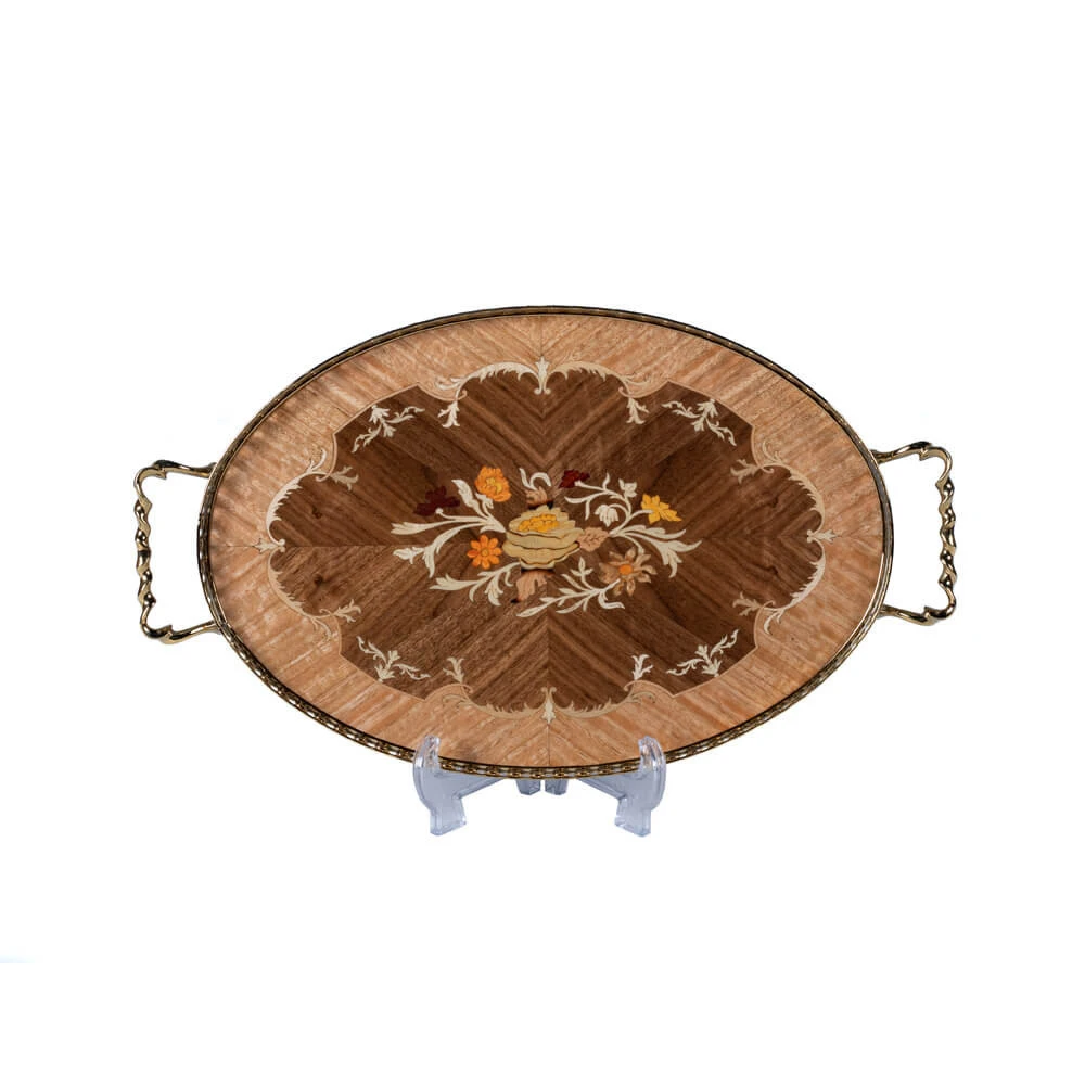 سینی چوبی معرق بیضی کد OS02 اسمانتیک