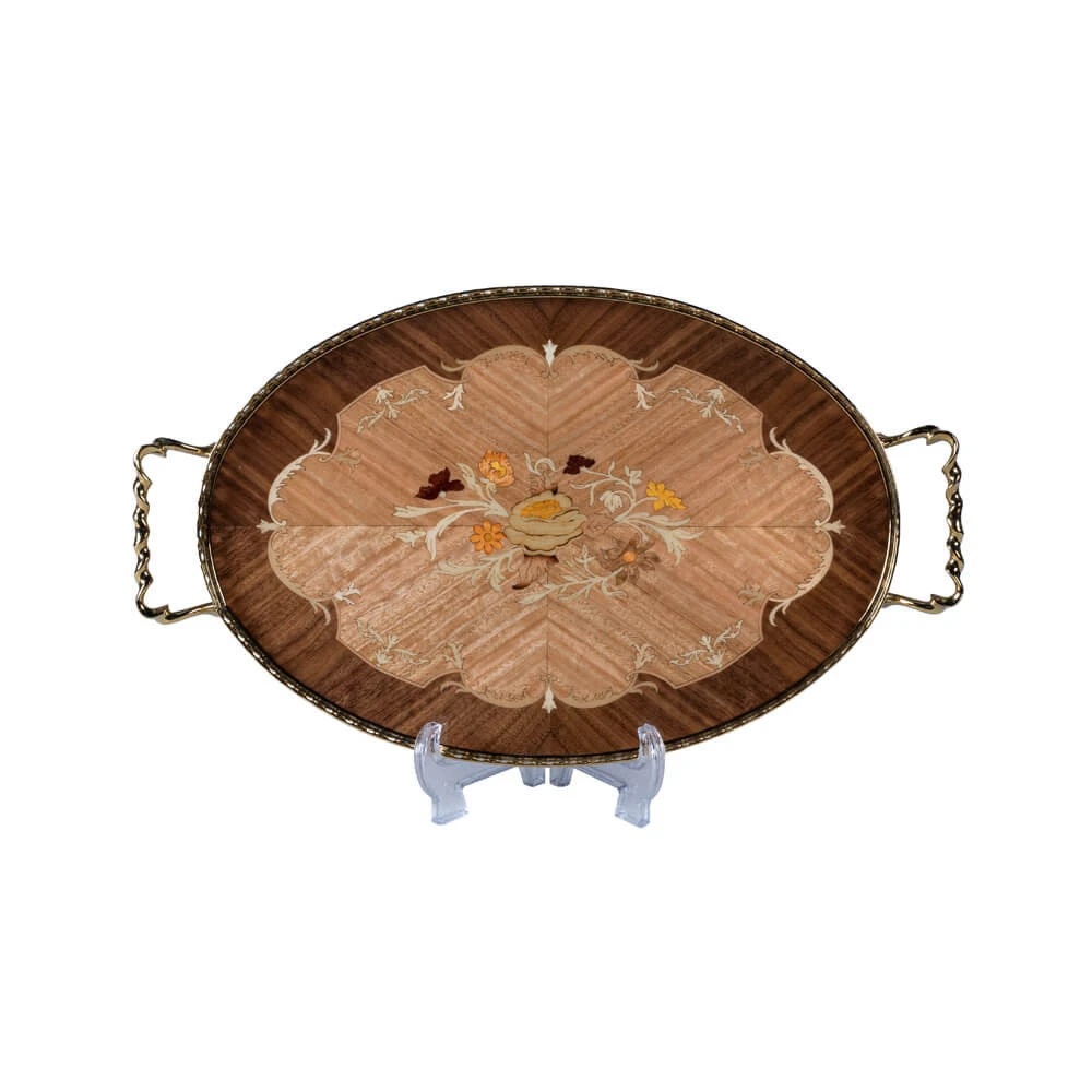 سینی چوبی معرق بیضی کد OS20 اسمانتیک