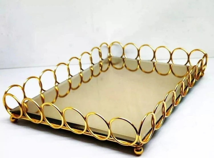سینی کف آینه ای مستطیل طرح المپیک