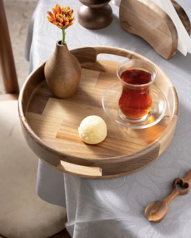 سینی گرد دسته دار اماهوم در 2 سایز با یک سال ضمانت