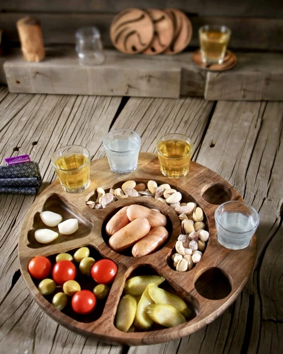 شات سرو گرد چوبی اماهوم SHOT SERVE PLATE