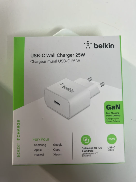 شارژر 25w بلکین GAN دو پین یکسال گارانتی