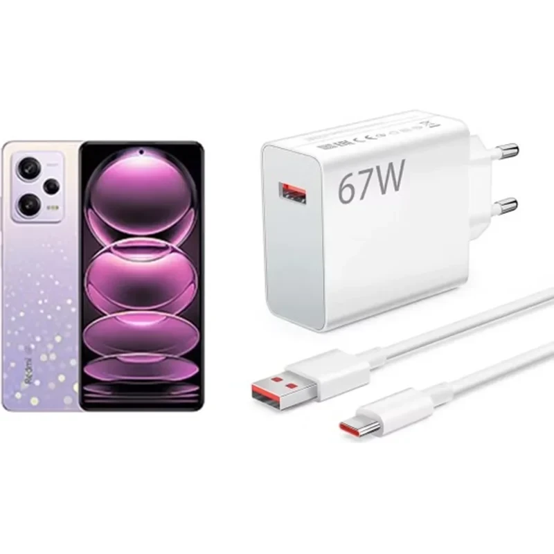 شارژر اصلی ۶۷ وات سوپر فست شیائومی مدل Redmi Note 12 Pro همراه کابل توربو شارژ و ثانیه شمار