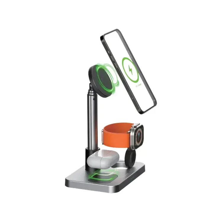 شارژر بی سیم 3 در 1 گرین لاین با بیمه سامان مدل Telescopic Wireless Charger
