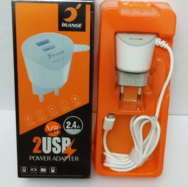 شارژر دیواری 2 پورت iRange LC040-B | 2.4A