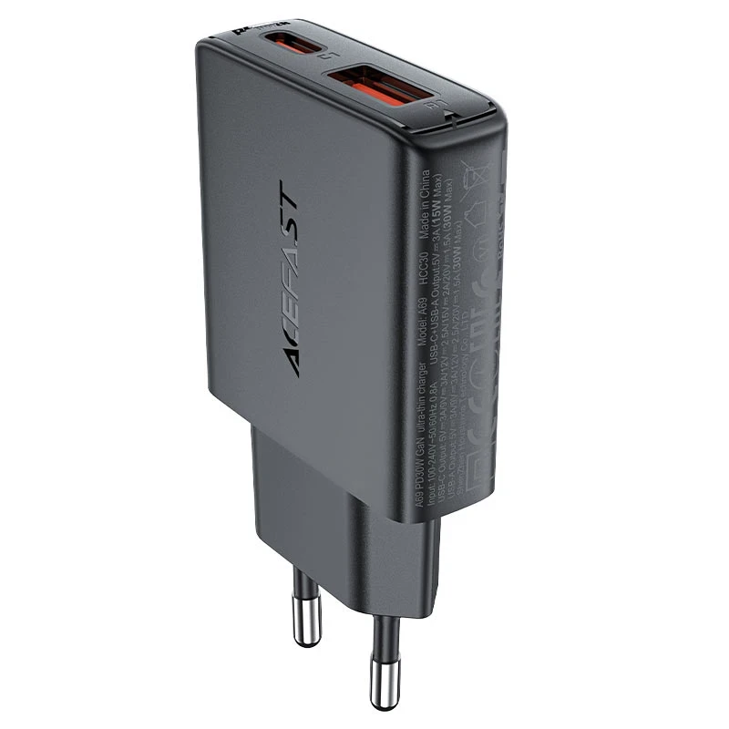شارژر دیواری 30W GaN ایس فست(ACEFAST) مدل A69 _ دو پورت