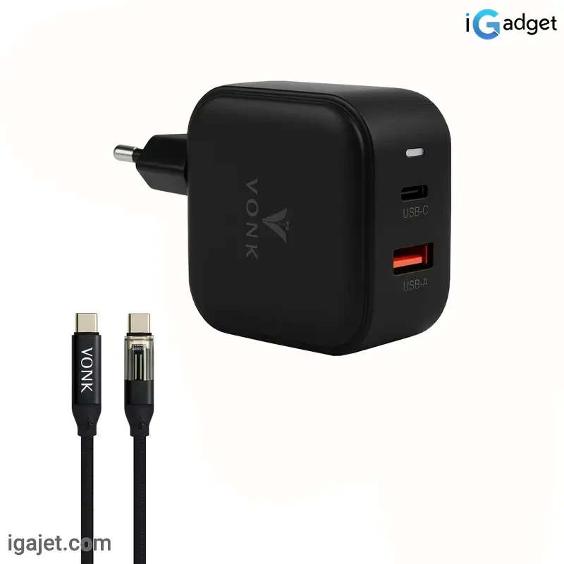 شارژر دیواری 45 وات وونک CA-45 همراه کابل شارژ USB-C دارای 2 پورت