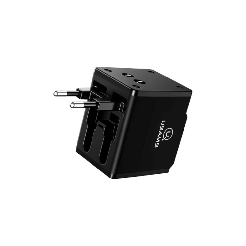 شارژر دیواری یوسمز مدل USAMS Charger 2xUSB T2 Adapter 4in1 US/AU/EU/UK CC44TC01