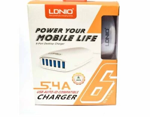 شارژر دیواری ۶پورت ۵٫۴ آمپر شارژر طول کابل برق ۱٫۵ متر 6-port wall charger 5.4 amp Charger Power cable length 1.5 meters