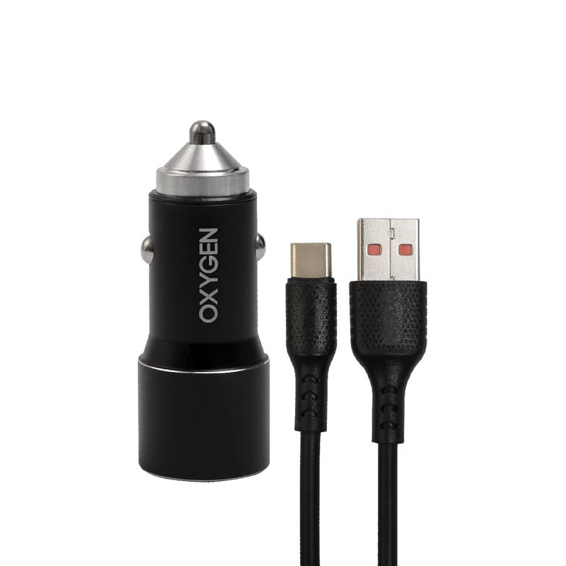 شارژر فندکی 22.5 وات اکسیژن مدل AC-07 به همراه کابل تبدیل USB-C