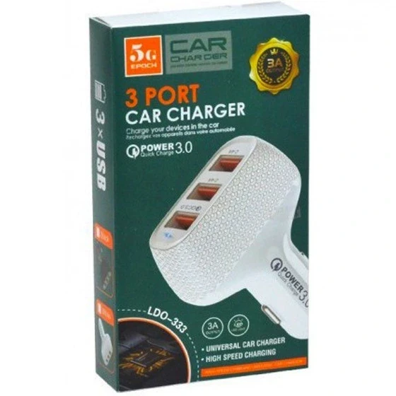 شارژر فندکی 3 پورت الدینیو مدل LDO-333