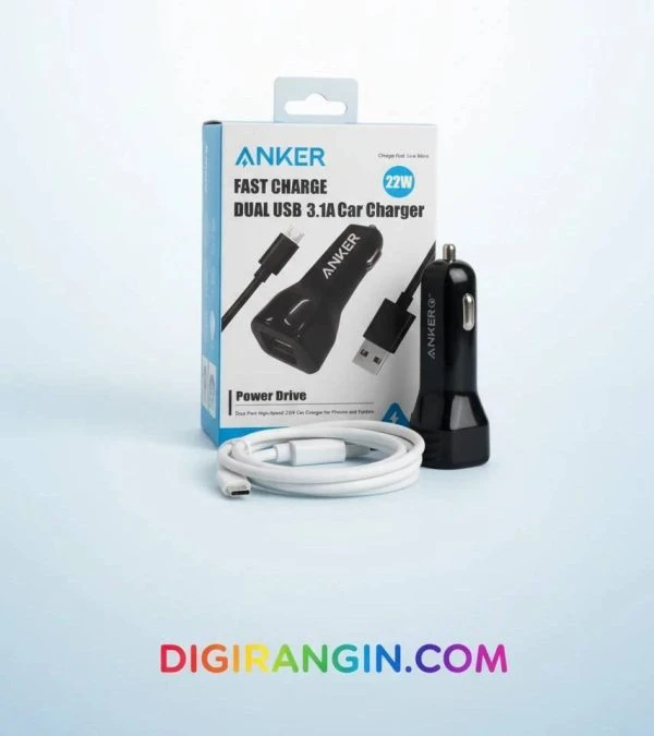 شارژر فندکی ANKER A501 با کابل Micro USB و توان 22W