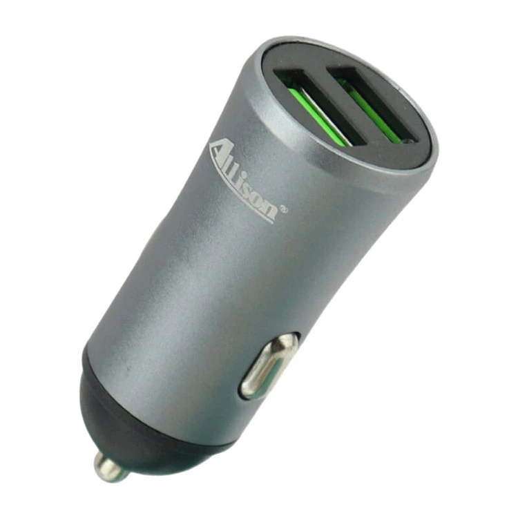 شارژر فندکی آلیسون ALS‑A100 – دو پورت USB 12 وات، بدنه فلزی و پلاستیکی