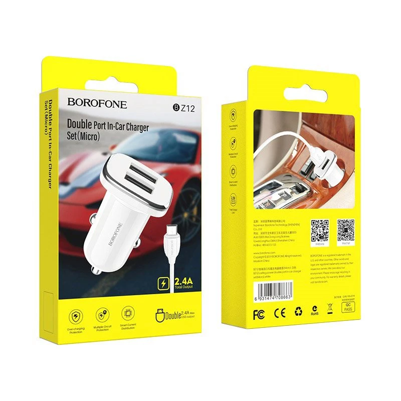 شارژر فندکی بروفون مدل BZ12 به همراه کابل میکرو