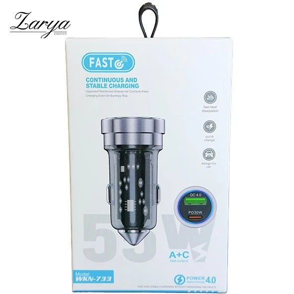 شارژر فندکی خودرو چندکاره WNK-733 با خروجی USB و تقسیم‌کننده فندکی