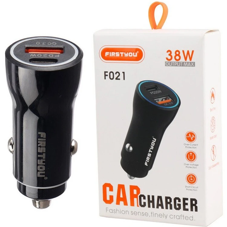 شارژر فندکی فست شارژ Firstyou F021 QC3.0 PD 3A 20W