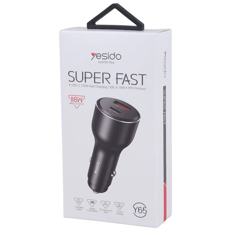 شارژر فندکی فست شارژ Yesido Y65 PD 5A 100W