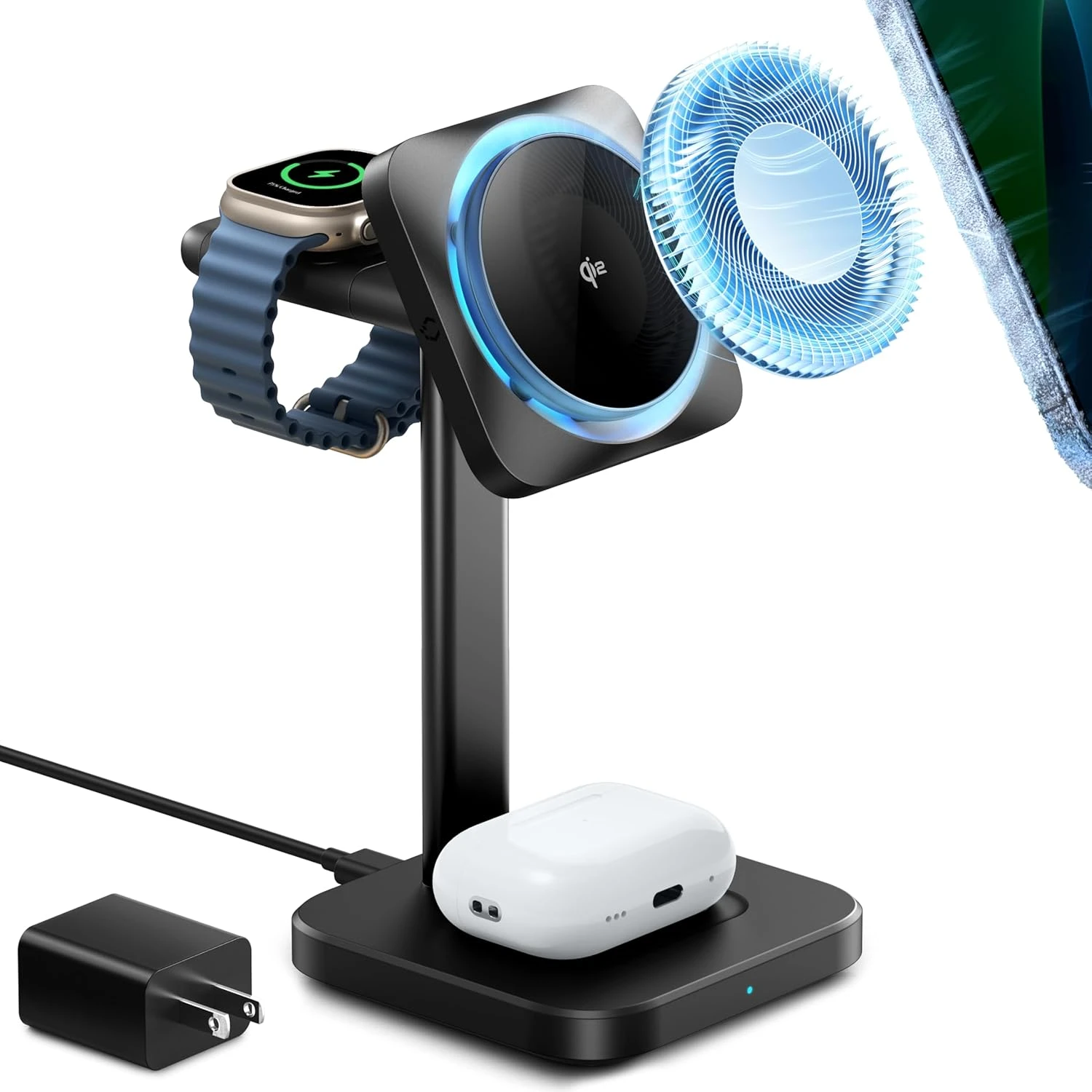 ⚡ شارژر وایرلس سه‌کاره ESR CryoBoost Qi2 مخصوص iPhone و Apple Watch | آمازونیکس