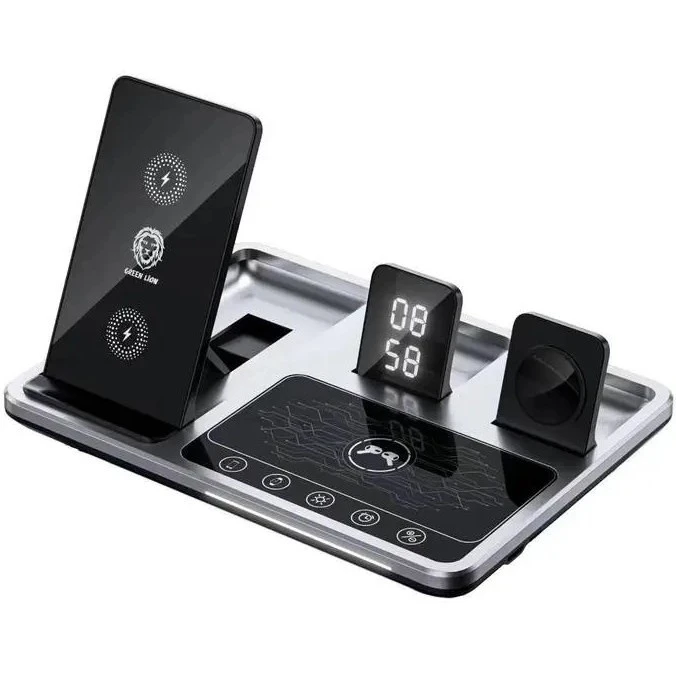شارژر وایرلس گرین مدل GN4IN1WCSGY با توان ۱۵ وات و ۳ پورت USB Type C