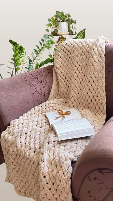 شال بافتنی مبل با نخ ترک 65 در 190