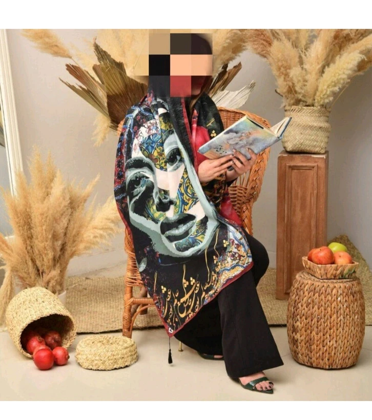 شال زنان نخی یلدایی طرح چهره