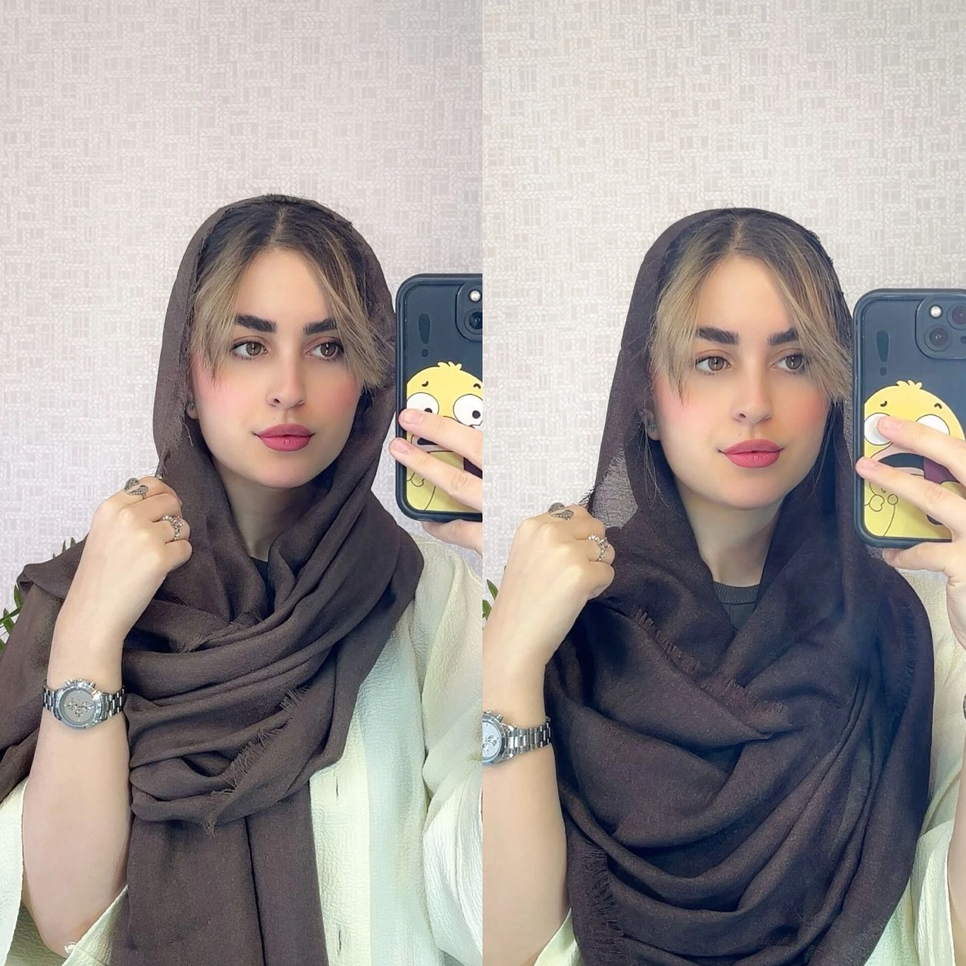 شال ساده نخی دورریش تک رنگ