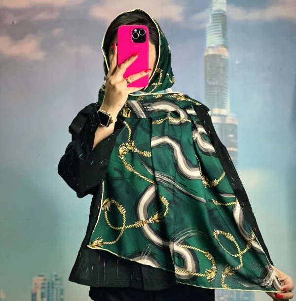 شال سبز طرح زنجیره ای