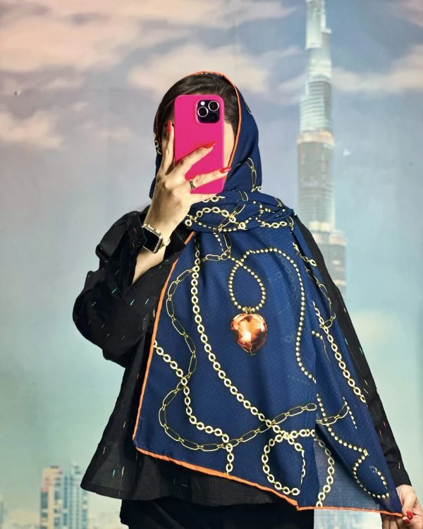 شال لبه دست دوزی سورمه ای