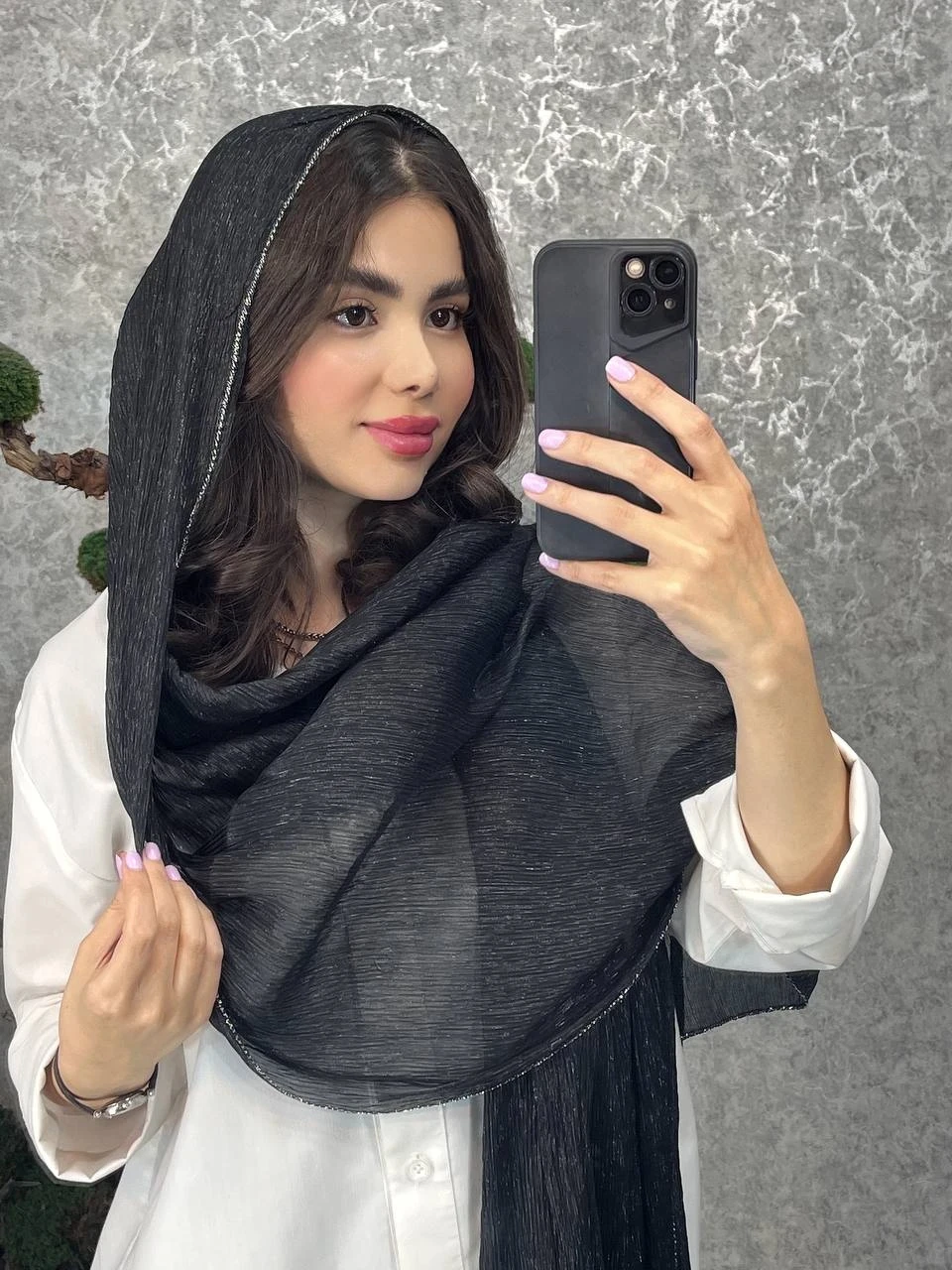 شال مجلسی مشکی دورلمه