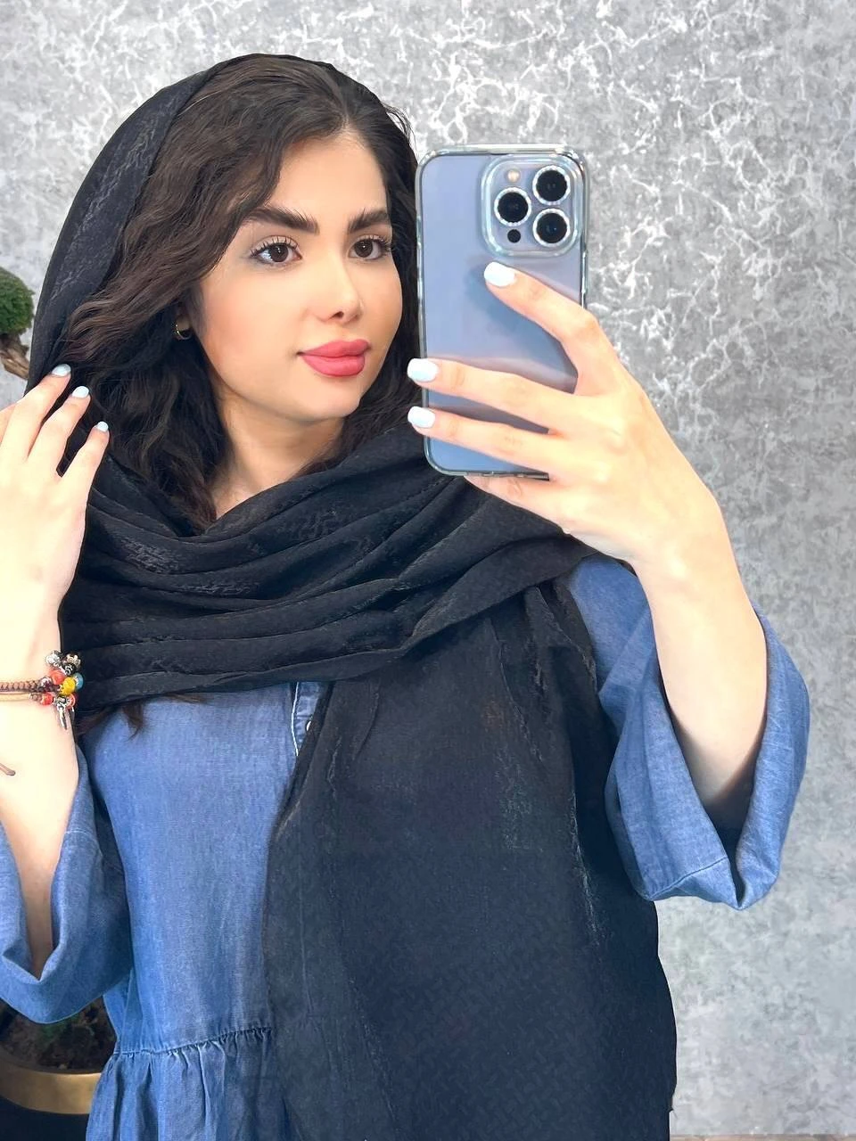 شال ژان مشکی طرحدار جین ۱۰ تایی