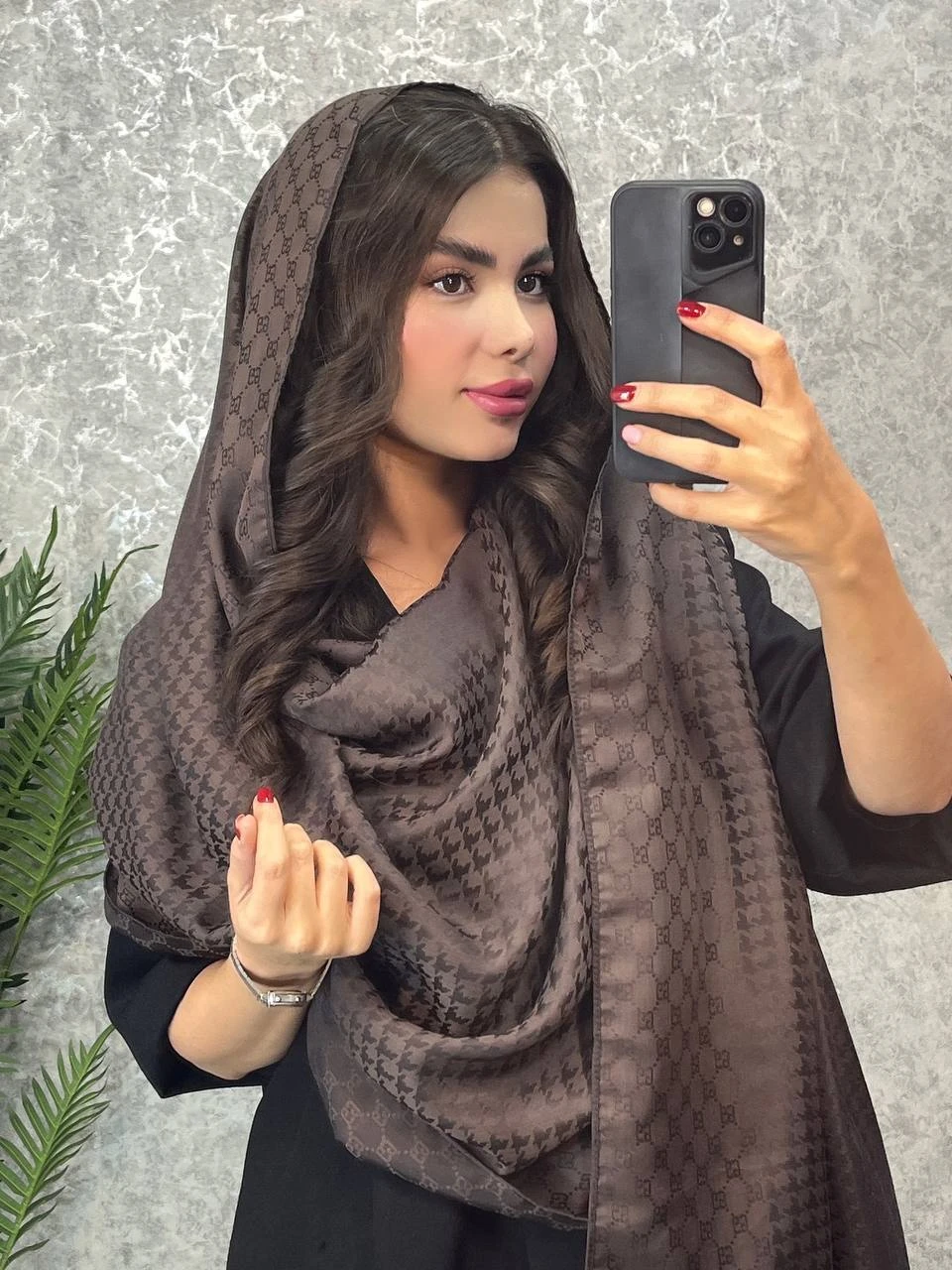شال ژاکارد پک قهوه ای جین ۱۰ تایی