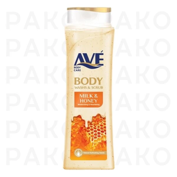 شامپو اسكراب صورت و بدن با رايحه عسل و شير اوه مدل Milk And Honey وزن 380 گرم ave
