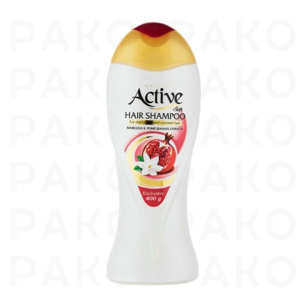 شامپو اکتیو حاوی عصاره انار و گل همیشه بهار مناسب موهای رنگ شده و آسیب دیده active