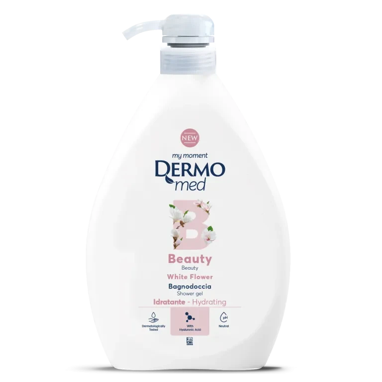شامپو بدن درمومد DERMOmed گل سفید مدل Beauty حجم 1000 میل اصلی و اورجینال
