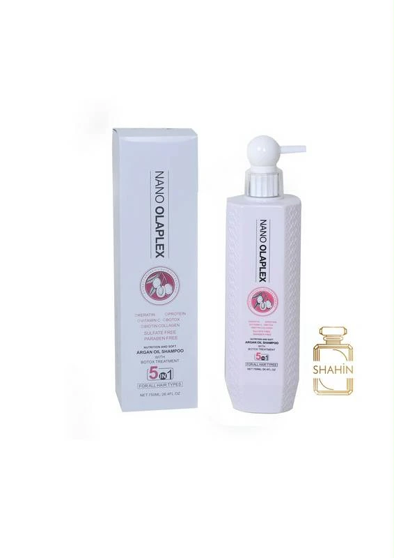 شامپو بدون سولفات برای موهای کراتینه نانو اولاپلکس اصل Nano Olaplex Free Sulfat Shampoo 5IN1 750ML