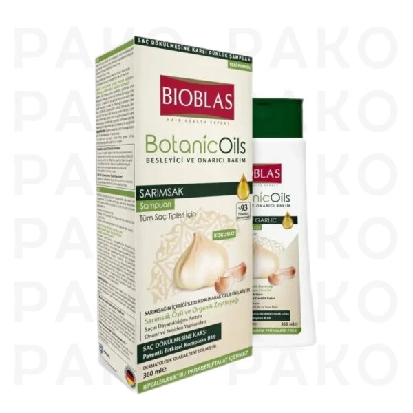 شامپو بيوبلاس ضد ريزش Botanic Oils حاوي عصاره سير bioblas