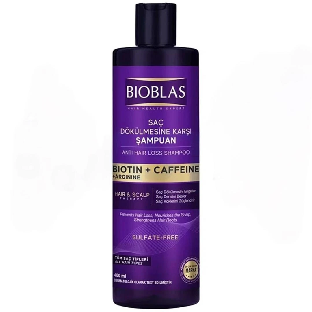 شامپو بیوبلاس BIOBLAS ضد ریزش حاوی BIOTIN and CAFFEINE حجم 400 میل