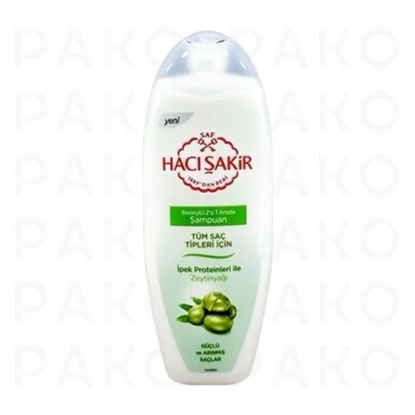 شامپو تغذیه کننده 2 در 1 حاجی شاکر حاوی روغن زیتون مناسب انواع مو 500 میل