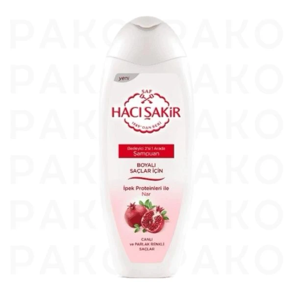 شامپو حاجی شاکر 2 در 1 مخصوص موهای رنگ شده حاوی عصاره انار 500 میل